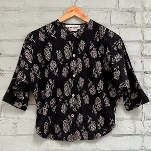 Vintage 80s Floral Button-Up Blouse